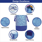 Homestic Canvas Waterproof Round Laundry Basket For clothes|Foldable Toy Storage Organizer|Reinforced Handle With Sturdy Base|Capicity 45 Ltr (Blue)